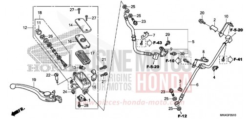 MAITRE-CYLINDRE DE FREIN AVANT CYLINDRE (NC750SA/SD) NC750SAH de 2017